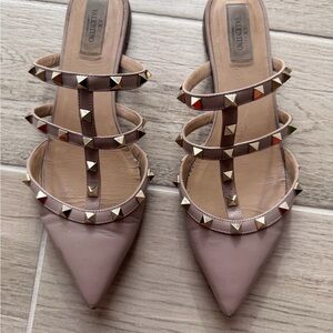 Valentino Women's Taupe Studded Mules